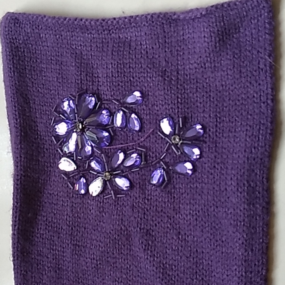Vintage, Purple, Gemstones, Scarf with Flowers